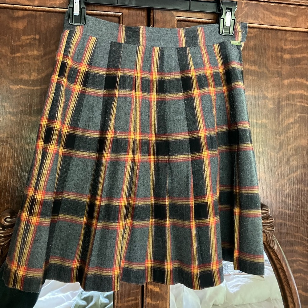 Esprit Black, Red & Yellow Plaid Skirt Pleated Work